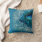 ティール(緑がかった色)ブルーアクアターコイズゲ – ド結晶パターン クッション (ブランケット)