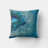 ティール(緑がかった色)ブルーアクアターコイズゲ – ド結晶パターン クッション (裏面)