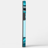 ティール(緑がかった色)ブルーアゲート銀グリッター モノグラムの Case-Mate iPhoneケース (裏面 / 右)