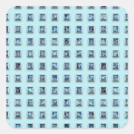 ティール（緑がかった色）ブルーアンドゴールデンジェムモダン スクエアシール