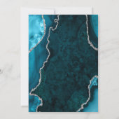 ティール(緑がかった色)ブルーアンドシルバーアガテマーブル婚約パーティ 招待状 (裏面)