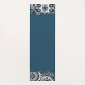 ティール（緑がかった色）ブルーアンドホワイトマンダラス ヨガマット (裏面)