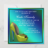 ティール(緑がかった色)ブルーアンドライムグリーンバースデーパーティー 招待状 (裏面)