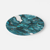 ティール（緑がかった色）ブルーアンド金ゴールドグリッターエーゲート ペーパープレート (アングル)