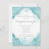 ティール(緑がかった色)ブルーウィンターオネダーランド1st誕生日パーティー 招待状 (裏面)