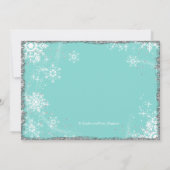 ティール(緑がかった色)ブルーウィンターワンダーランドバースデーパーティー 招待状 (裏面)