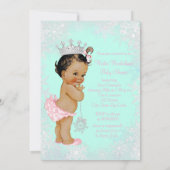 ティール（緑がかった色）ブルーウィンターワンダーランドベビーシャワー 招待状 (裏面)