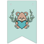 ティール(緑がかった色)ブルーウェルカムベビーベアーボーイベビーシャワー バンティングフラッグ (第2の旗)