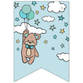 ティール(緑がかった色)ブルーウェルカムベビーベアーボーイベビーシャワー バンティングフラッグ (第1の旗)