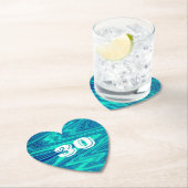 ティール（緑がかった色）ブルーウェーブ抽象芸術30歳カスタム誕生日 ペーパーコースター (インサイチュ)