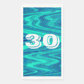 ティール（緑がかった色）ブルーウェーブ30歳カスタム誕生日抽象芸術 (正面)