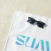 ティール（緑がかった色）ブルーウォーターカラーウミガメパーソナライズされた ビーチタオル (インサイチュ)