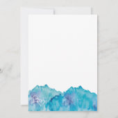 ティール(緑がかった色)ブルーウォーターカラーダブルハート結婚ズ 招待状 (裏面)