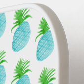 ティール（緑がかった色）ブルーウォーターカラーパイナップルパーソナライズされた名 ピックルボールラケット (左詳細)