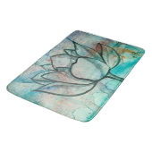ティール（緑がかった色）ブルーウォーターカラーフラワースエレガントタアートス バスマット (アングル)