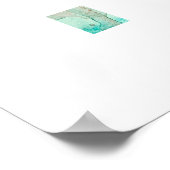 ティール（緑がかった色）ブルーウォーターカラーフラワースエレガントタアートス ポスター (角)