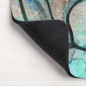 ティール(緑がかった色)ブルーウォーターカラーフラワースエレガントタアートス マウスパッド (コーナー)