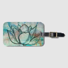 ティール（緑がかった色）ブルーウォーターカラーフラワースエレガントタアートス ラゲッジタグ