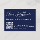 ティール（緑がかった色）ブルーウォーターカラーフラワーダエレガントリア 名刺 (裏面)