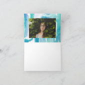 ティール(緑がかった色)ブルーウォーターカラー絞り染めサンキューフォトII サンキューカード (内部)