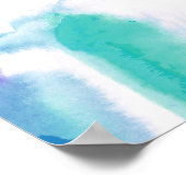 ティール(緑がかった色)ブルーウォーターカラー絞り染めバルミツワーウェルカム ポスター (角)