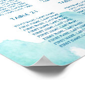 ティール(緑がかった色)ブルーウォーターカラー絞り染めバルミツワー座席 ポスター (角)