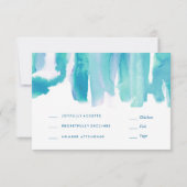 ティール（緑がかった色）ブルーウォーターカラー絞り染めバルミツワーRsvp 招待状 (裏面)