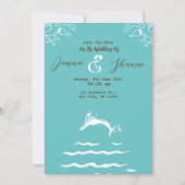 ティール(緑がかった色)ブルーウォーターグラデーションカラーマンダラウィーエロップアクト 招待状 (正面)