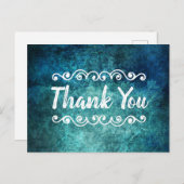 ティール(緑がかった色)ブルーウォーターグランジカラーサンキュー ポストカード (正面/裏面)