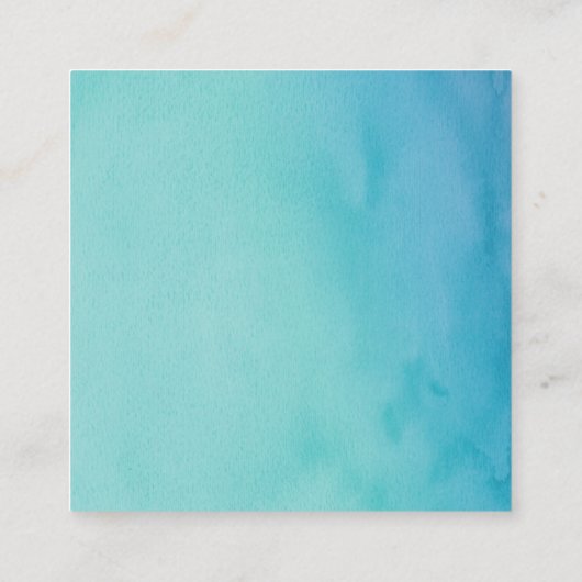 ティール(緑がかった色)&ブルーウォーター結婚カラーのWebサイトのアラーム エンクロージャーカード (裏面)