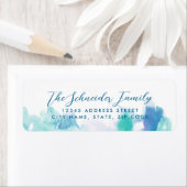 ティール（緑がかった色）ブルーウォーター色絞り染め差出人住所 ラベル (インサイチュ)