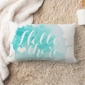 ティール(緑がかった色)ブルーウォーター色(ばちゃばちゃ)跳ねるハローザウカスタム ランバークッション (ブランケット)