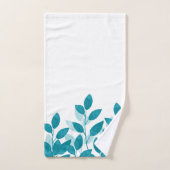 ティール(緑がかった色)ブルーウォーター葉カラー バスタオルセット (ハンドタオル)