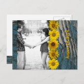 ティール（緑がかった色）ブルーウッドルスンフラワーフォトセーブ 案内ポストカード (正面/裏面)