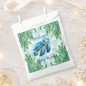 ティール（緑がかった色）ブルーウミガメ海藻の男の子の赤ちゃんシャワーの好意 フェイバーバッグ (クリップ留めされた状態)