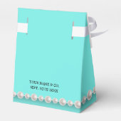 ティール（緑がかった色）ブルーエレガントティファニーテーマベビーシャワー フェイバーボックス (裏面サイド)
