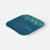 ティール（緑がかった色）ブルーエレガントレース ペーパープレート (傾斜あり)