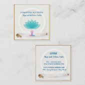 ティール(緑がかった色)ブルーエレガントロータスヨガの瞑想健康 スクエア名刺 (正面/裏面)