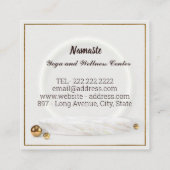 ティール（緑がかった色）ブルーエレガントロータス瞑想ヨガ スクエア名刺 (裏面)