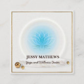 ティール（緑がかった色）ブルーエレガントロータス瞑想ヨガ スクエア名刺 (正面)