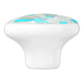 ティール（緑がかった色）ブルーエレガント海シーガラス抽象デザイン セラミックノブ (側面)