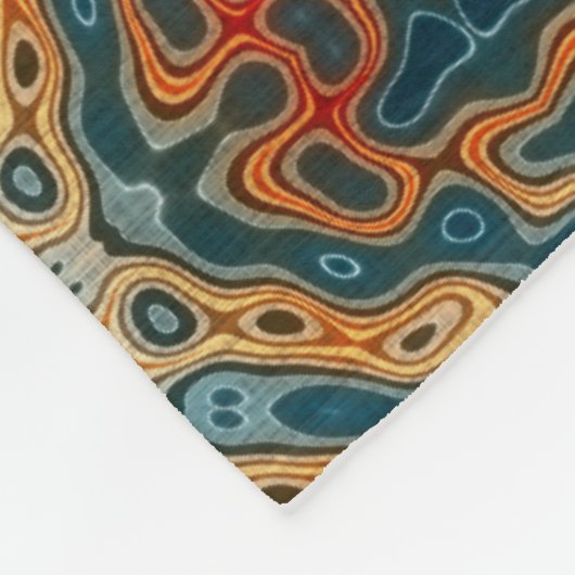 ティール(緑がかった色)ブルーオレンジイエローお尻ボヘミアンアート フリースブランケット (角)