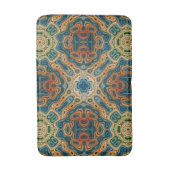 ティール(緑がかった色)ブルーオレンジイエローグリーンお尻オリエントバリアート バスマット (正面縦)