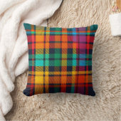 ティール（緑がかった色）ブルーオレンジイエロ数々のーカラープラカラフルイド クッション (ブランケット)