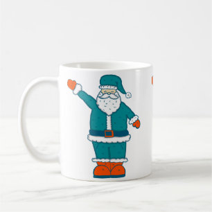 ティール（緑がかった色）ブルーオレンジクリスマスサンタクロース コーヒーマグカップ
