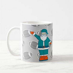 ティール(緑がかった色)ブルーオレンジクリスマスサンタクロース コーヒーマグカップ