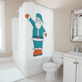 ティール（緑がかった色）ブルーオレンジクリスマスサンタクロース シャワーカーテン (インサイチュ)