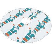 ティール(緑がかった色)ブルーオレンジクリスマスサンタクロース ブラッシュドポリエステルツリースカート (アングル)