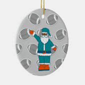 ティール（緑がかった色）ブルーオレンジクリスマスブラックサンタクロース セラミックオーナメント (右)
