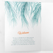 ティール（緑がかった色）ブルーオレンジ色の熱帯パームの水結婚色の 三つ折りプログラム (内部最初)